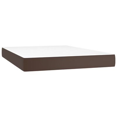 vidaXL Cama box spring con colchón cuero sintético marrón 140x200cm