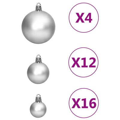 vidaXL Juego de bolas de Navidad 111 pzas poliestireno plateado