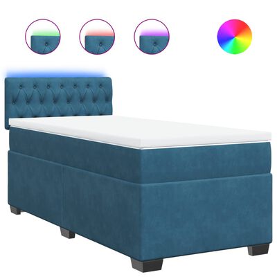 vidaXL Cama box spring con colchón terciopelo azul 90x190 cm