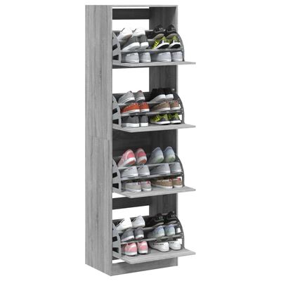 vidaXL Mueble zapatero 4 cajones abatibles gris Sonoma 60x42x204 cm