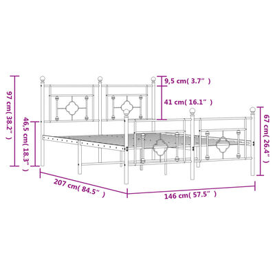 vidaXL Estructura cama sin colchón con estribo metal negro 140x200 cm