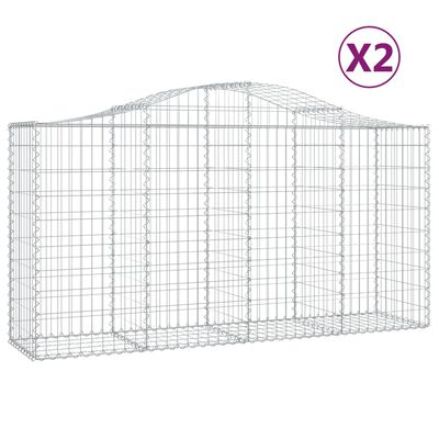 vidaXL Cestas de gaviones 2 uds forma de arco hierro 200x50x100/120 cm