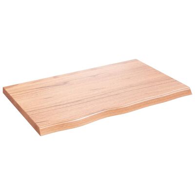 vidaXL Tablero mesa madera roble tratada marrón claro 80x50x(2-4) cm