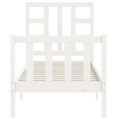 vidaXL Estructura de cama individual con cabecero madera maciza blanco