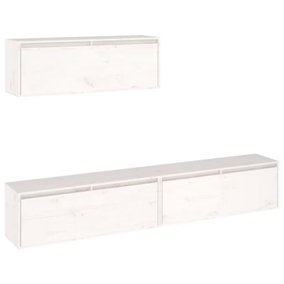 vidaXL Muebles para TV 3 piezas madera maciza de pino blanco