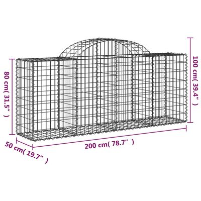 vidaXL Cestas de gaviones 2 uds forma de arco hierro 200x50x80/100 cm