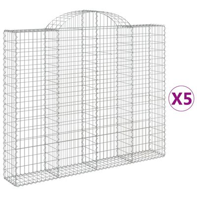 vidaXL Cestas gaviones 5 uds forma de arco hierro 200x30x160/180 cm