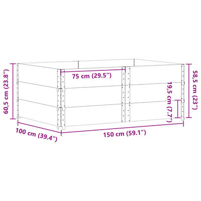 vidaXL Jardinera de madera maciza de pino negra 150x100 cm