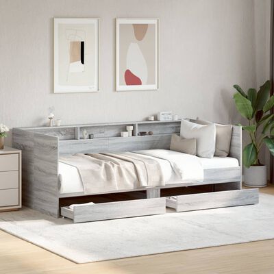 vidaXL Sofá cama con cajones sin colchón gris Sonoma 75x190 cm