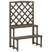 vidaXL Soporte de plantas y enrejado madera de abeto gris 70x42x115 cm