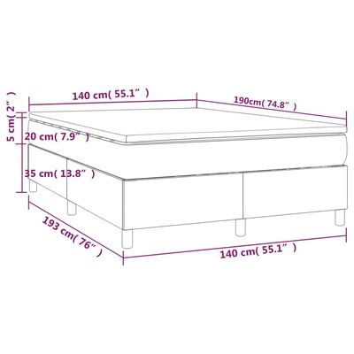 vidaXL Cama box spring con colchón tela gris claro 140x190 cm