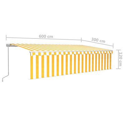 vidaXL Toldo retráctil manual con persiana y LED amarillo blanco 6x3 m