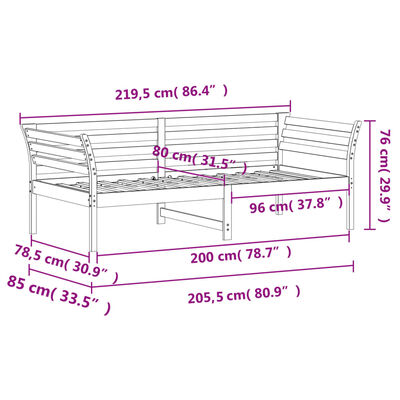 vidaXL Sofá cama sin colchón madera maciza pino marrón cera 80x200 cm