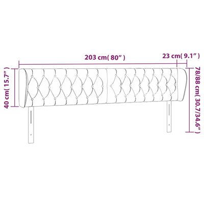 vidaXL Cabecero de terciopelo gris oscuro 203x23x78/88 cm