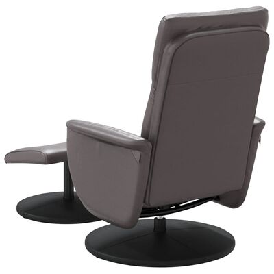 vidaXL Sillón reclinable con reposapiés cuero sintético gris