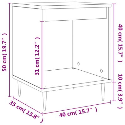 vidaXL Mesitas de noche 2 uds madera de ingeniería negro 40x35x50 cm