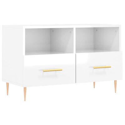 vidaXL Mueble de TV madera contrachapada blanco brillo 80x36x50 cm