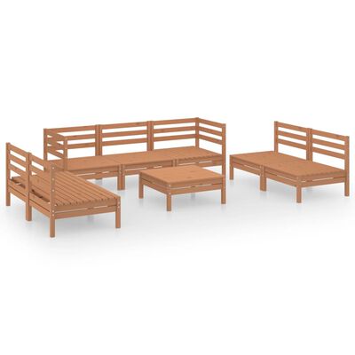 vidaXL Juego muebles de jardín 8 pzas madera maciza pino marrón miel