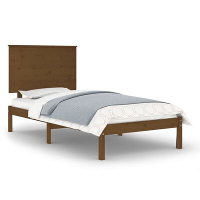 vidaXL Estructura de cama madera maciza marrón miel 75x190 cm