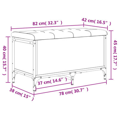 vidaXL Banco con almacenaje madera ingeniería roble Sonoma 82x42x45 cm