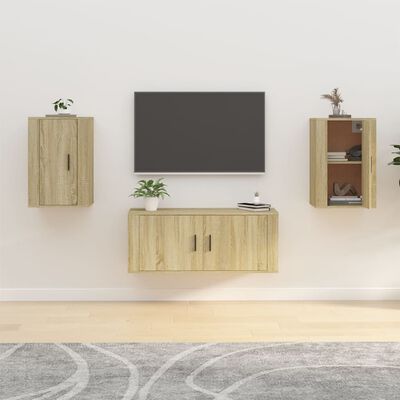 vidaXL Muebles para TV de pared 2 uds roble Sonoma 40x34,5x60 cm