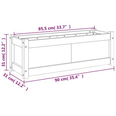 vidaXL Jardinera exterior madera maciza pino marrón cera 90x31x31 cm