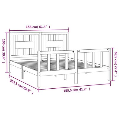 vidaXL Estructura de cama con cabecero madera maciza de pino 150x200cm