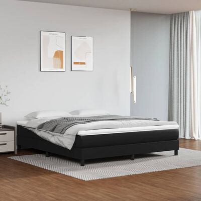 vidaXL Cama box spring con colchón cuero sintético negro 160x200 cm