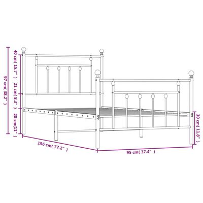 vidaXL Estructura cama sin colchón con estribo metal negro 90x190 cm