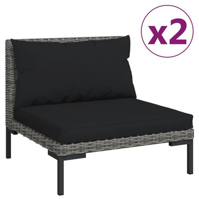 vidaXL Muebles jardín 3 pzas ratán sintético semicircular gris oscuro