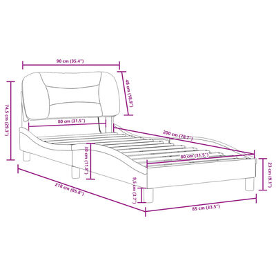 vidaXL Estructura de cama con luces LED tela negro 80x200 cm