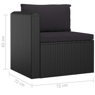 vidaXL Set muebles de jardín 8 piezas y cojines ratán sintético negro