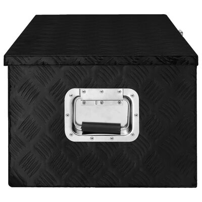 vidaXL Caja de almacenaje de aluminio negro 90x47x33,5 cm