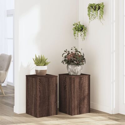 vidaXL Soportes de plantas 2 uds madera marrón roble 30x30x50 cm