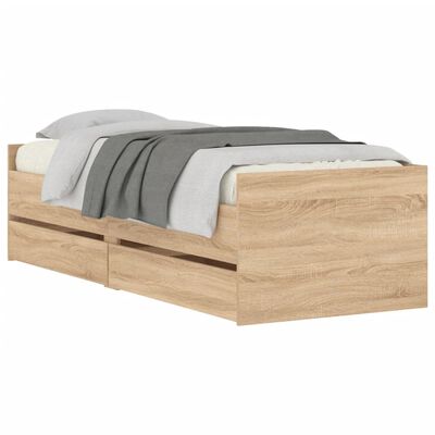 vidaXL Estructura de cama con cajones roble Sonoma 75x190 cm