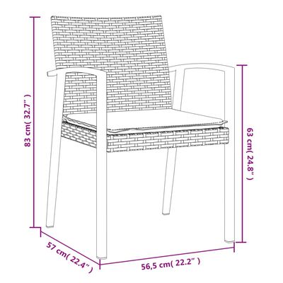 vidaXL Juego comedor jardín 7 piezas y cojines ratán sintético y acero