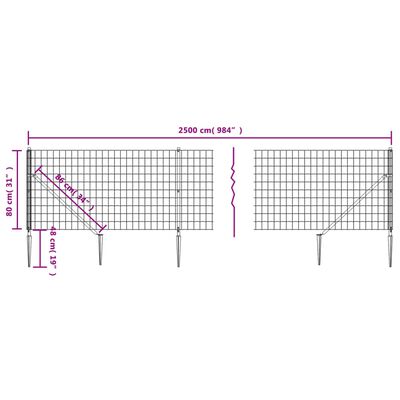 vidaXL Cerca de alambre con pinchos de anclaje gris antracita 0,8x25 m