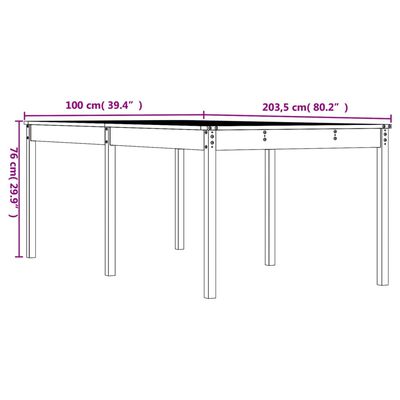 vidaXL Mesa de jardín madera maciza pino marrón miel 203,5x100x76 cm