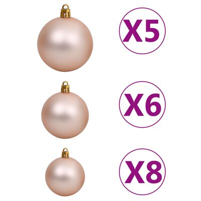 vidaXL Medio árbol de Navidad con luces y bolas blanco 150 cm