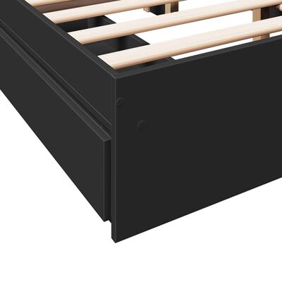 vidaXL Cama con cajones madera de ingeniería negro 135x190 cm