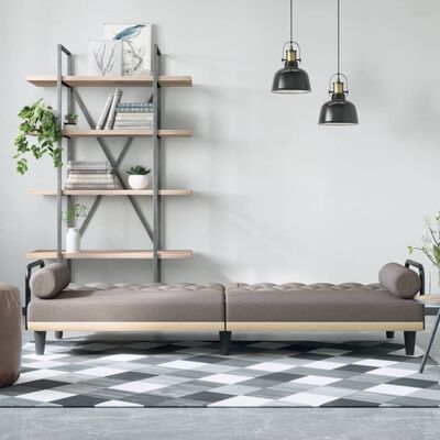 vidaXL Sofá cama con reposabrazos tela gris taupe