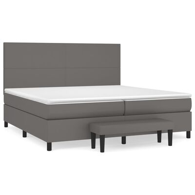 vidaXL Cama box spring con colchón cuero sintético gris 200x200 cm