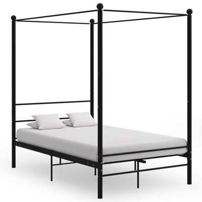 vidaXL Estructura de cama con dosel sin colchón metal negro 140x200 cm