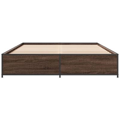 vidaXL Estructura cama madera ingeniería metal marrón roble 135x190 cm