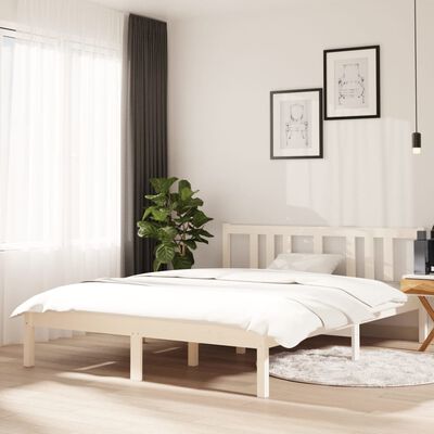 vidaXL Estructura de cama de madera maciza blanca 140x190 cm