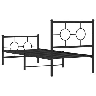 vidaXL Estructura cama sin colchón con estribo metal negro 75x190 cm