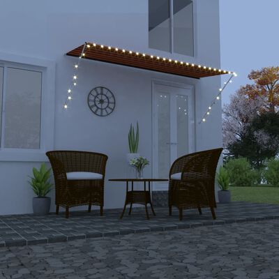 vidaXL Toldo retráctil con LED naranja y marrón 300x150 cm