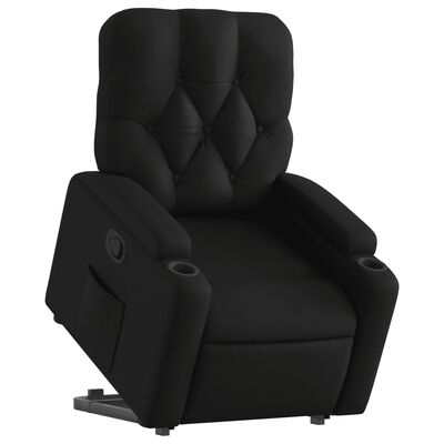 vidaXL Sillón reclinable elevable cuero artificial negro