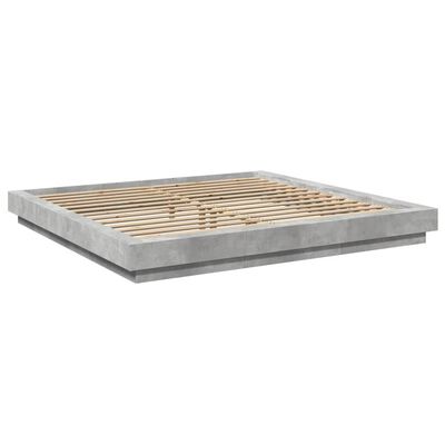 vidaXL Estructura cama con luces LED madera gris hormigón 180x200 cm