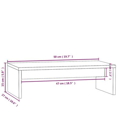 vidaXL Soporte de monitor madera maciza de pino blanco 50x27x15 cm